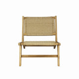 Beachcrest Mid-Century Modern Woven Seagrass Wood Armless Indoor Lounge Chair