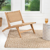 Beachcrest Mid-Century Modern Woven Seagrass Wood Armless Indoor Lounge Chair
