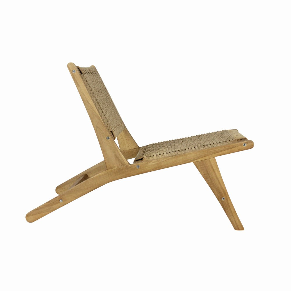 Beachcrest Mid-Century Modern Woven Seagrass Wood Armless Indoor Lounge Chair