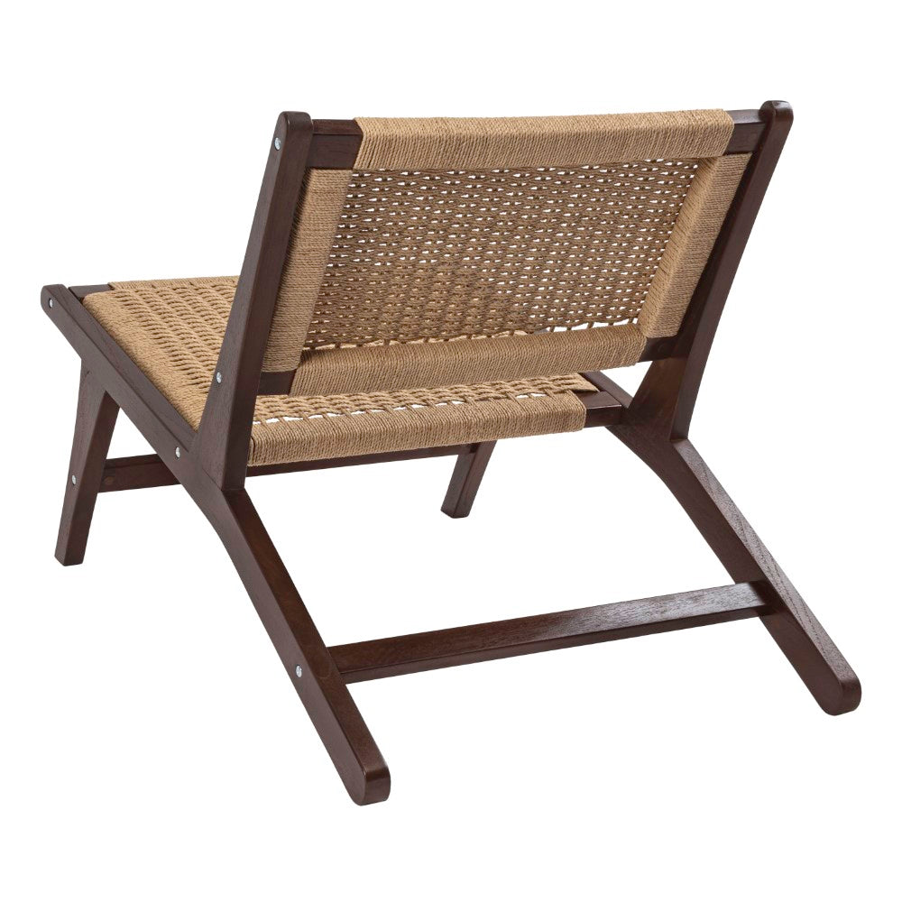Beachcrest Mid-Century Modern Woven Seagrass Wood Armless Indoor Lounge Chair