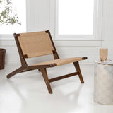 Beachcrest Mid-Century Modern Woven Seagrass Wood Armless Indoor Lounge Chair