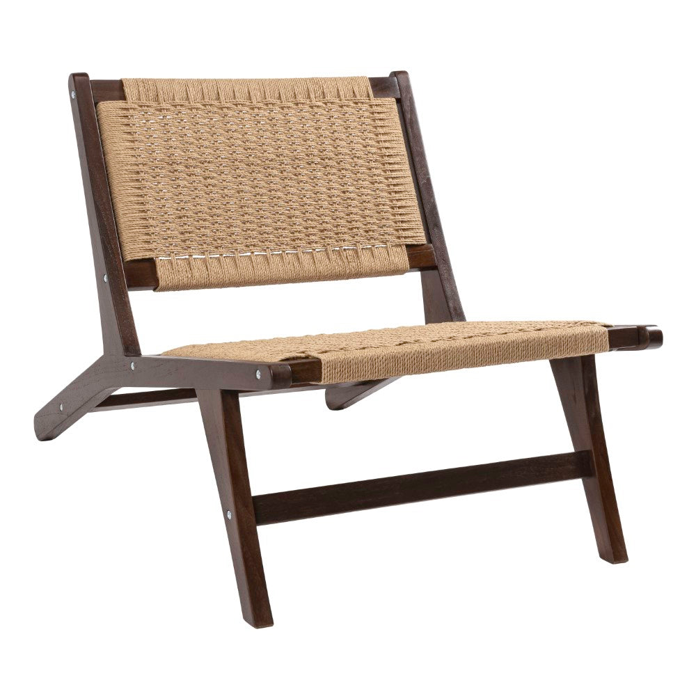 Beachcrest Mid-Century Modern Woven Seagrass Wood Armless Indoor Lounge Chair