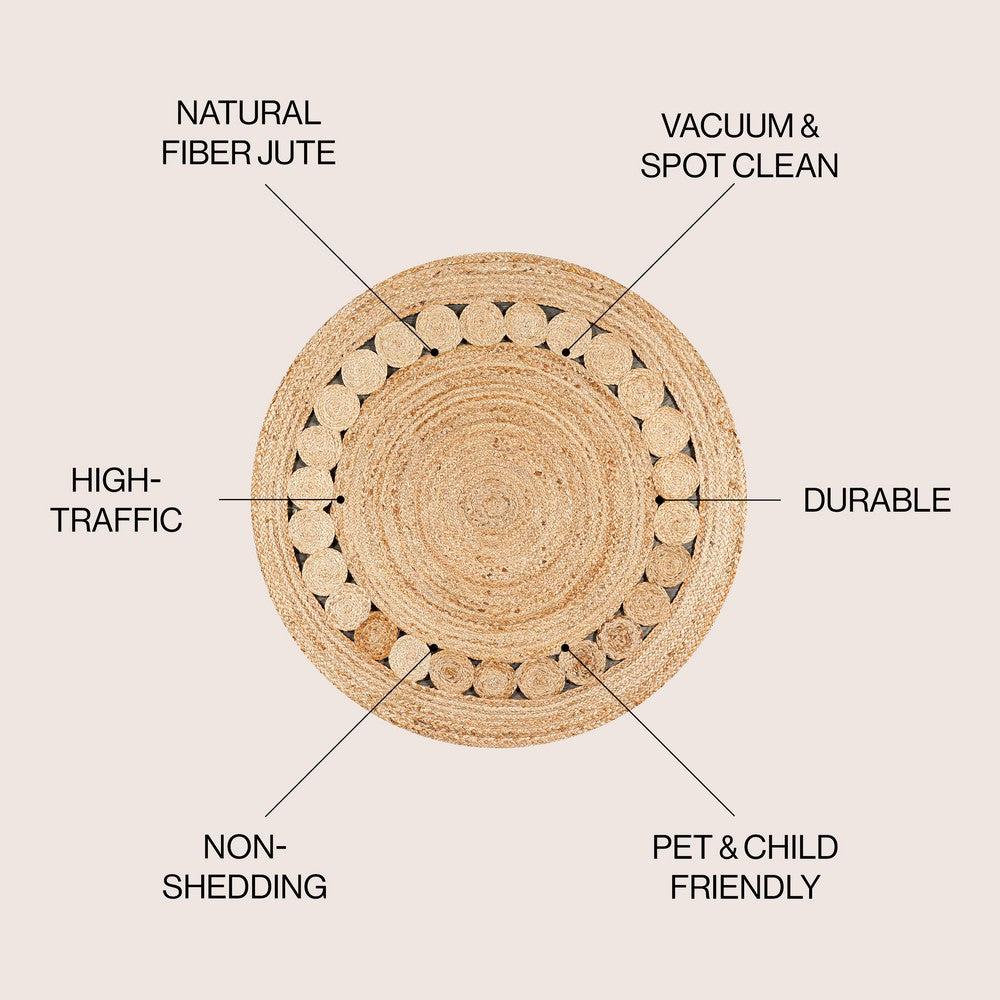 Arka Cassia Natural Jute Boho Area Rug
