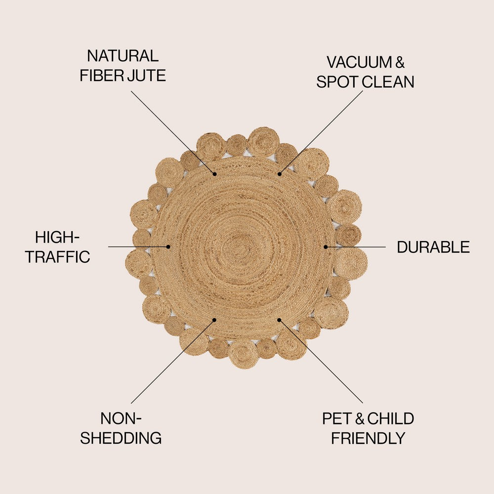 Wulfa Eden Natural Jute hippie Area Rug