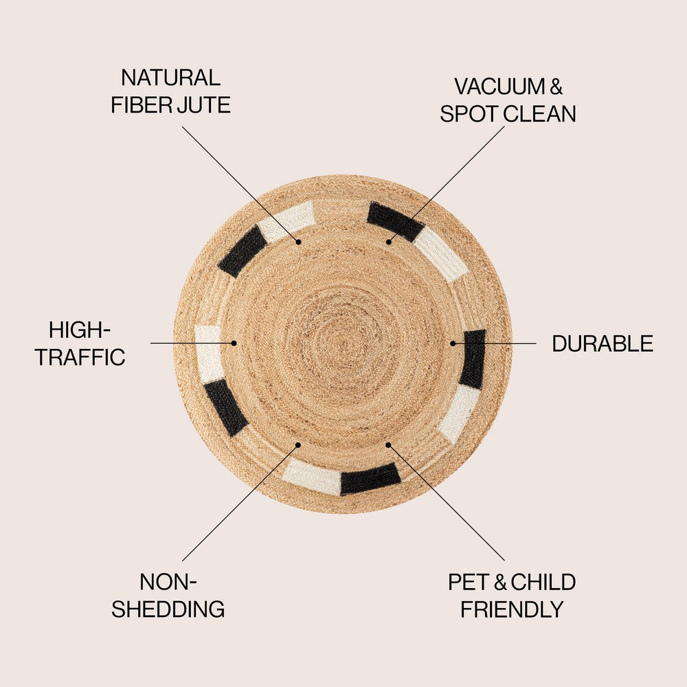 Betty Geometric Jute Circle Area Rug