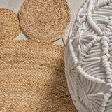 Scarlet Two-tone Jute Hippy Circle Area Rug