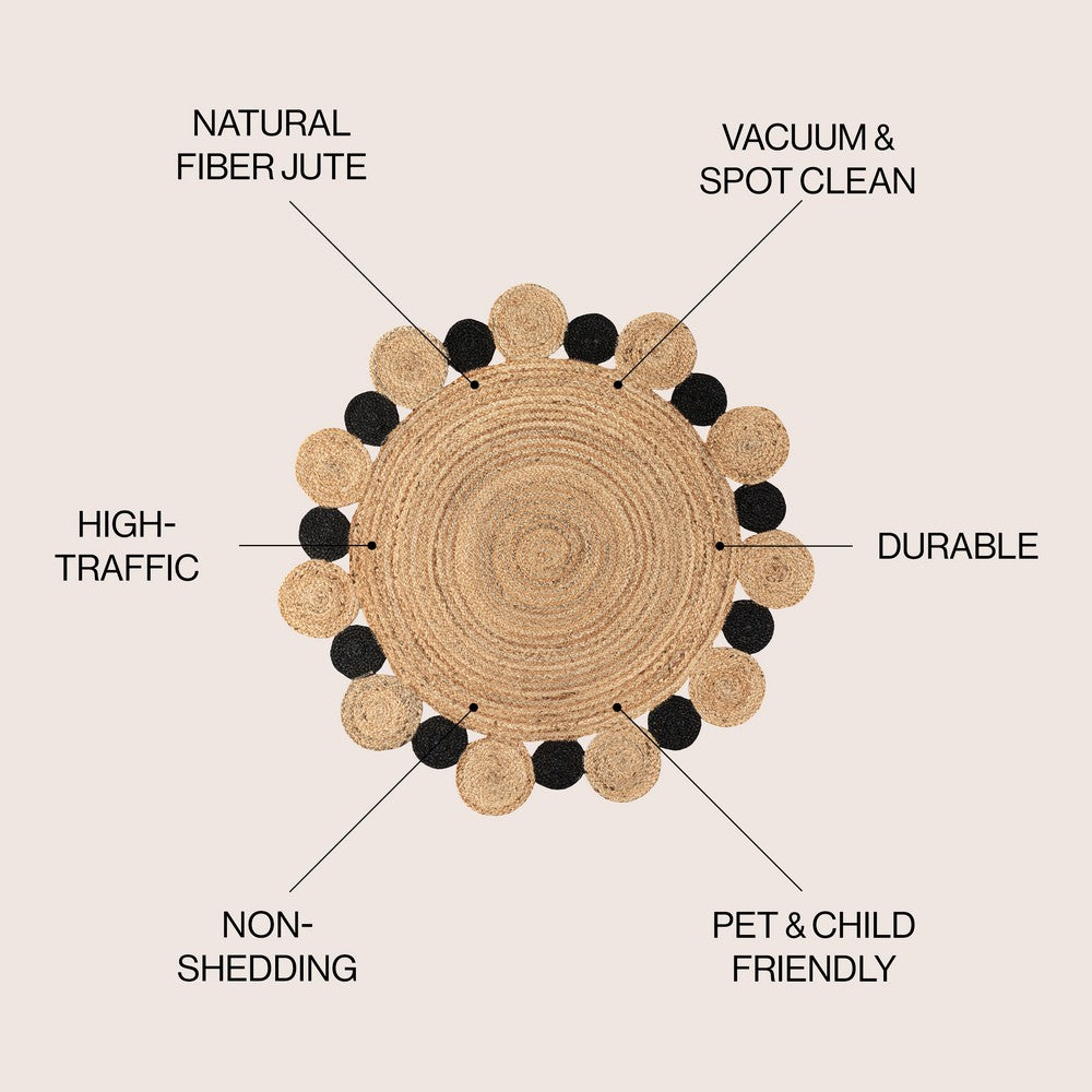 Scarlett Two-tone Jute Hippy Circle Area Rug