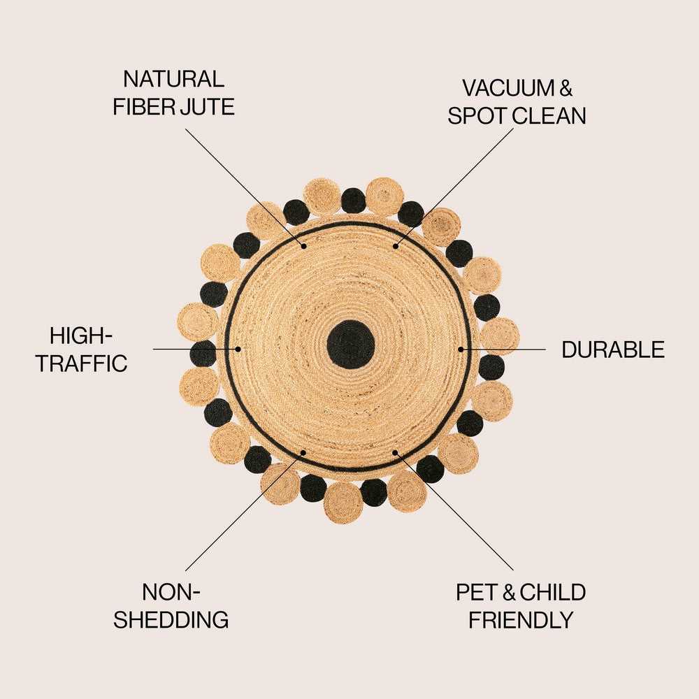 Classic Two-tone Jute Hippy Circle Medallion Area Rug