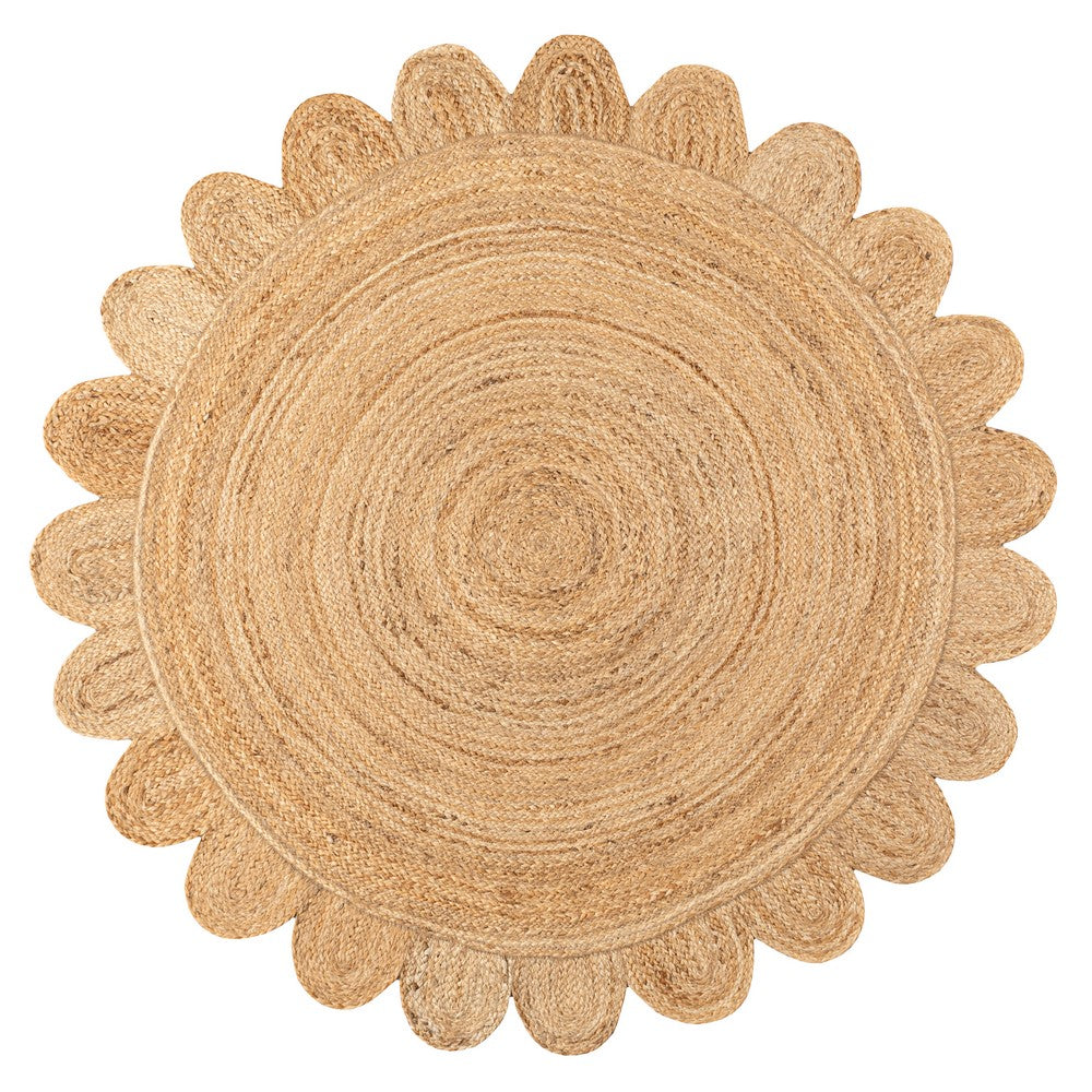 Fierce Boho Jute Scalloped Circle Area Rug