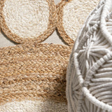 Zenith Two-tone Jute Circle Border Area Rug