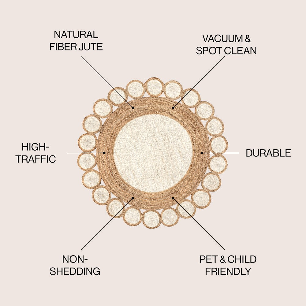 Zenith Two-tone Jute Circle Border Area Rug