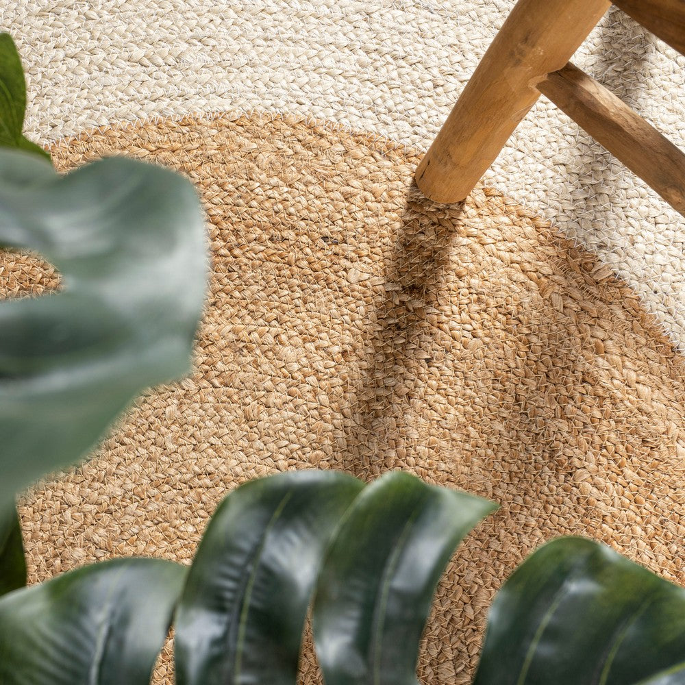 Winsor Two-tone Boho Jute Circle Area Rug
