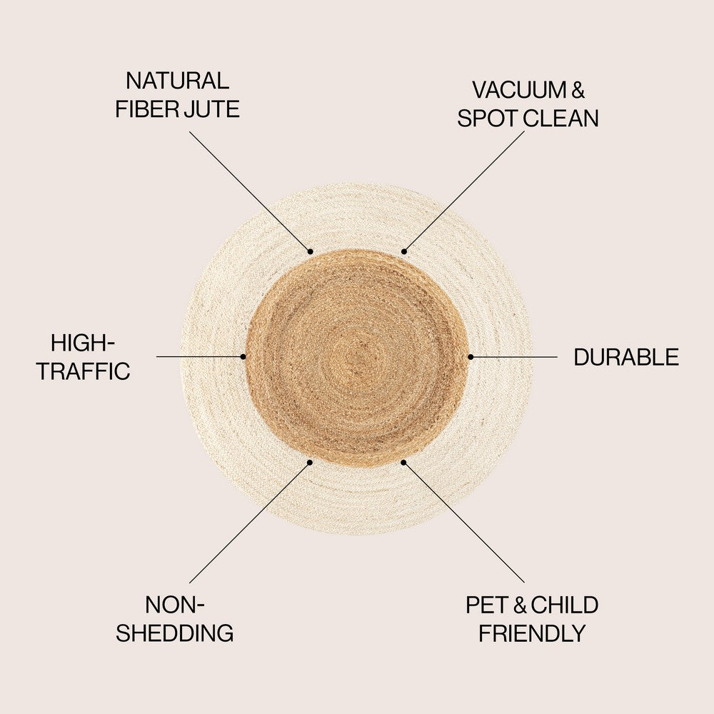 Winsor Two-tone Boho Jute Circle Area Rug