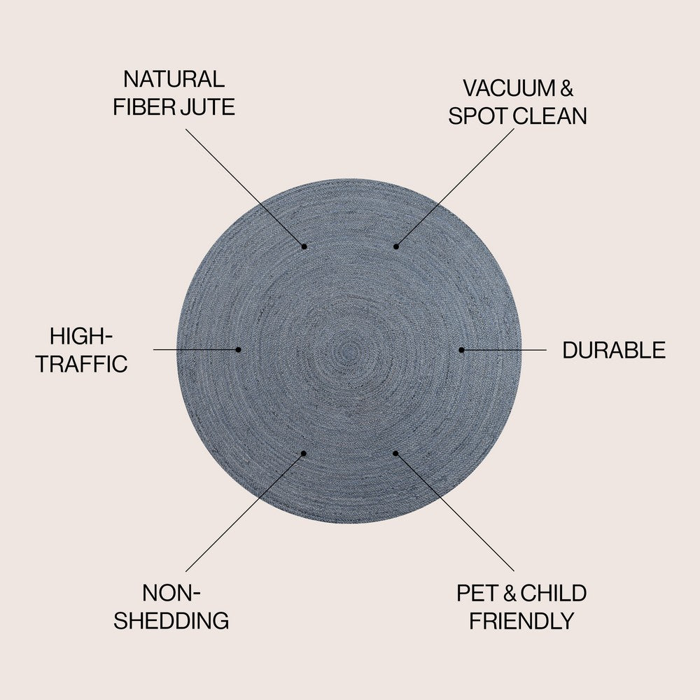 Pilu Braided Coastal Cottage Round Jute Area Rug