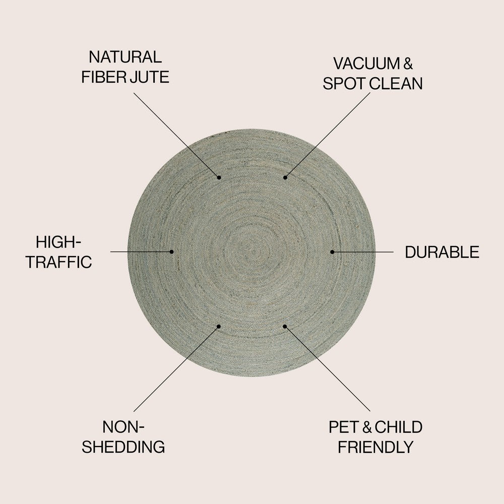 Pilu Braided Coastal Cottage Round Jute Area Rug