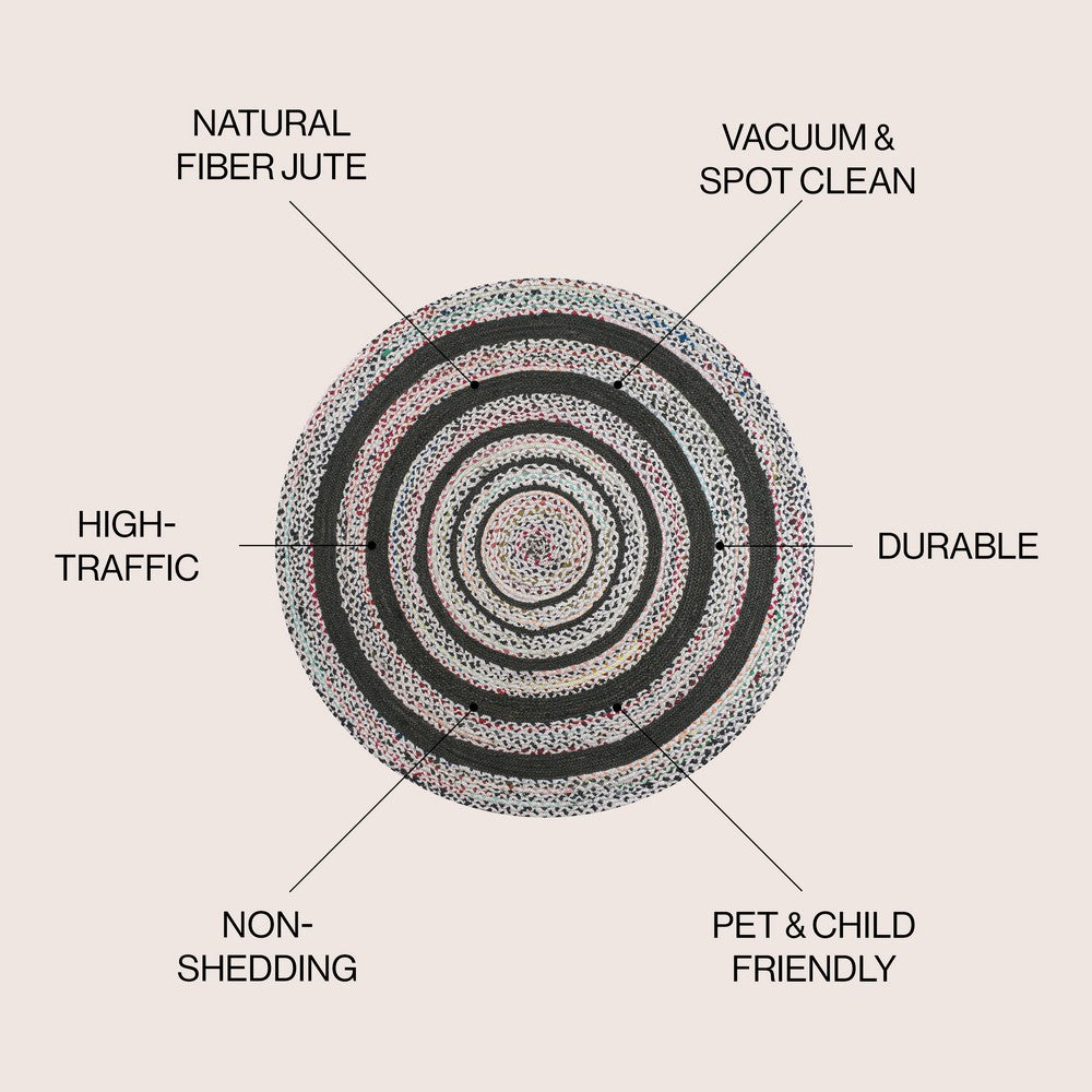 Isla Braided Bohemian Coastal Round Jute Area Rug