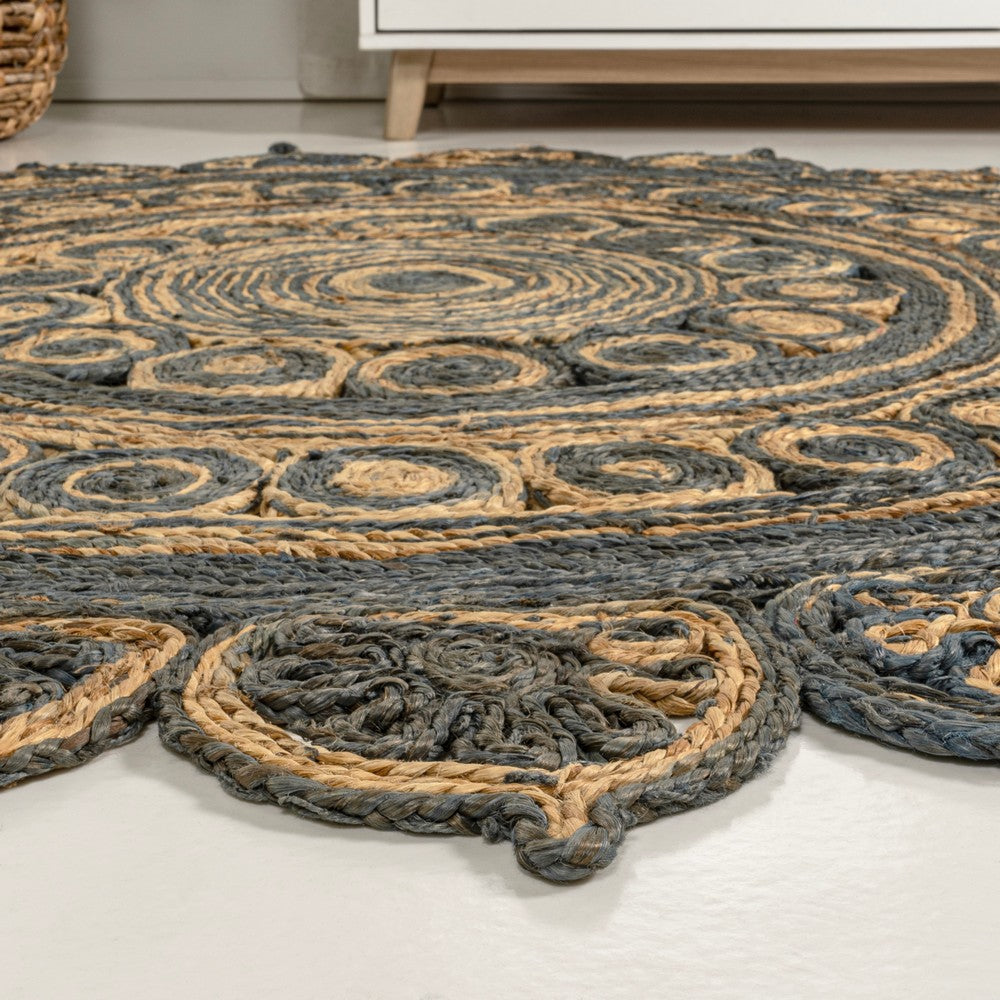 Elegant Medallion Contemporary Bohemian Round Jute Area Rug