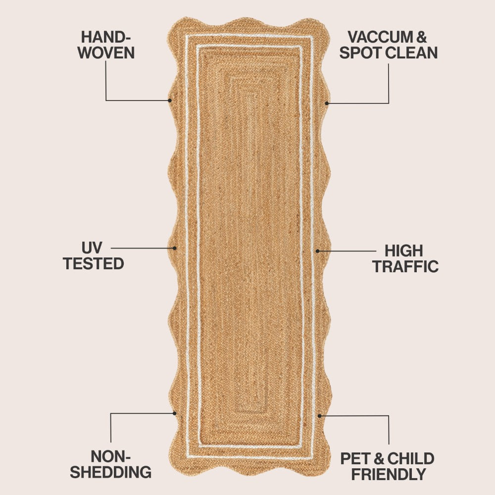 Elvoria Cottage Scallop Edge Jute Area Rug