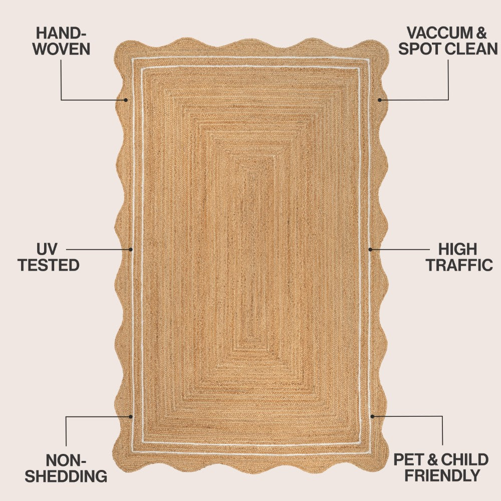 Elvoria Cottage Scallop Edge Jute Area Rug
