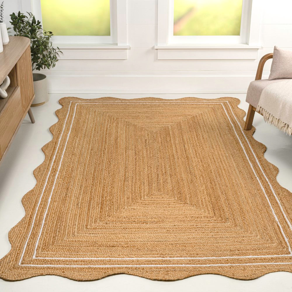 Elvoria Cottage Scallop Edge Jute Area Rug