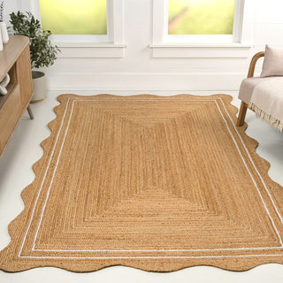 Elvoria Cottage Scallop Edge Jute Area Rug