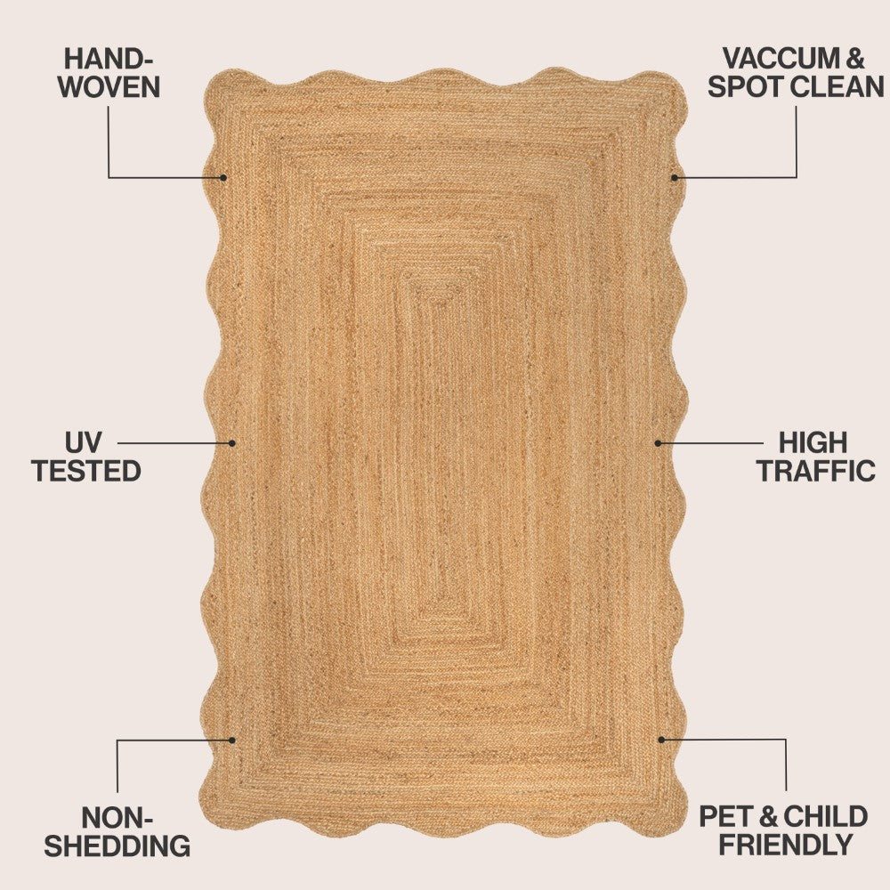 Elvoria Cottage Scallop Edge Jute Area Rug