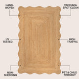 Elvoria Cottage Scallop Edge Jute Area Rug