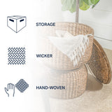 Bhola 18" Hourglass Handwoven Hyacinth Storage Accent Table with Lid