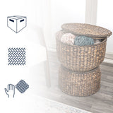 Bhola 18" Hourglass Handwoven Hyacinth Storage Accent Table with Lid