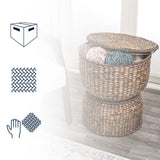 Bhola 18" Hourglass Handwoven Hyacinth Storage Accent Table with Lid