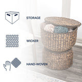 Bhola 18" Hourglass Handwoven Hyacinth Storage Accent Table with Lid