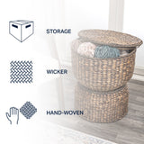 Bhola 18" Hourglass Handwoven Hyacinth Storage Accent Table with Lid