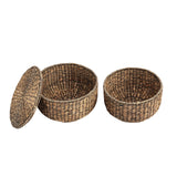 Bhola 18" Hourglass Handwoven Hyacinth Storage Accent Table with Lid