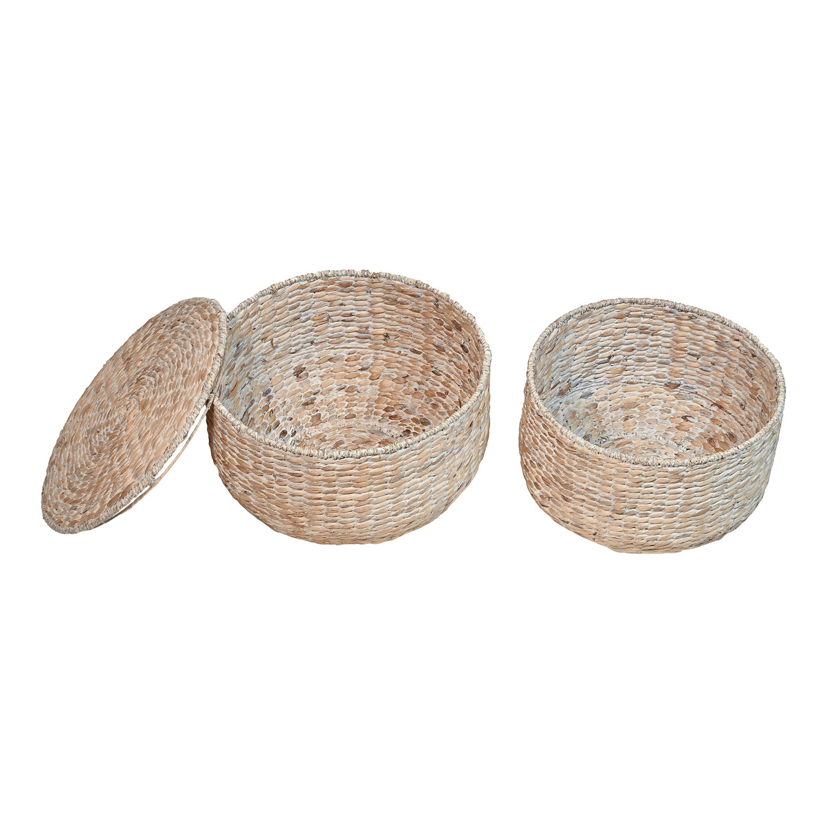 Bhola 18" Hourglass Handwoven Hyacinth Storage Accent Table with Lid
