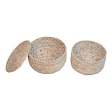 Bhola 18" Hourglass Handwoven Hyacinth Storage Accent Table with Lid