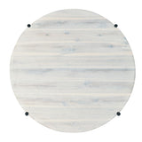 Carly 24.21" Modern Coastal Round Acacia Wood/Water Hyacinth Coffee Table with Storage Basket