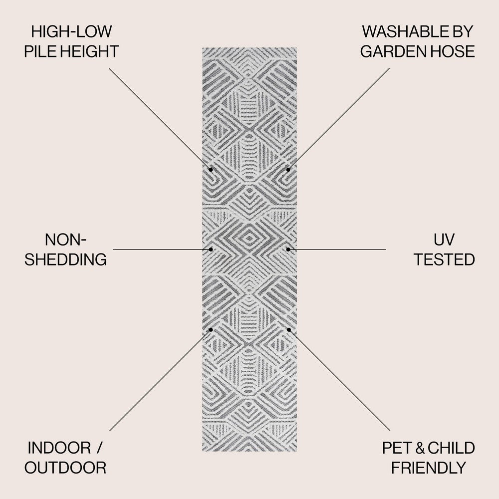 Viseu Jordan High-Low Pile Art Indoor/Outdoor Area Rug