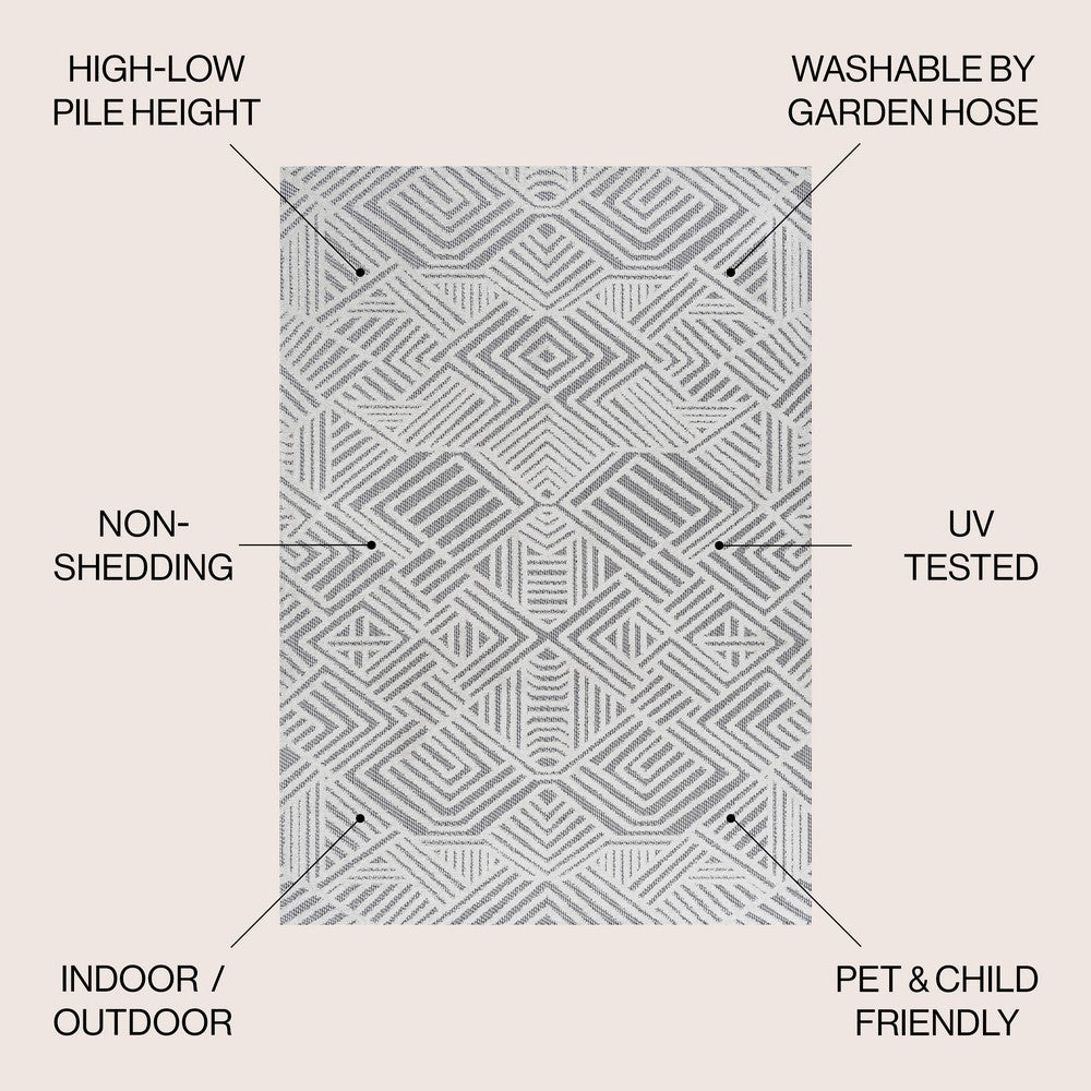 Viseu Jordan High-Low Pile Art Indoor/Outdoor Area Rug