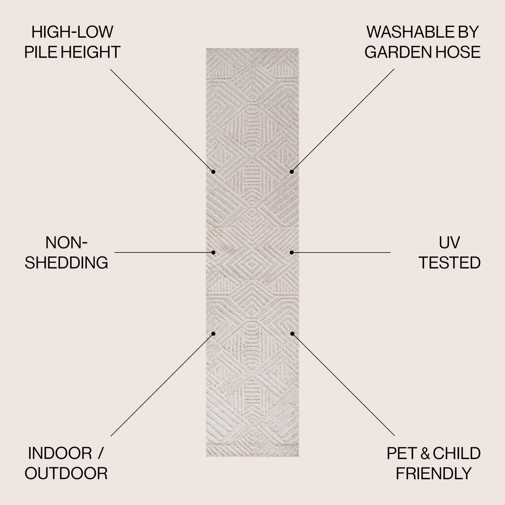 Viseu Jordan High-Low Pile Art Indoor/Outdoor Area Rug