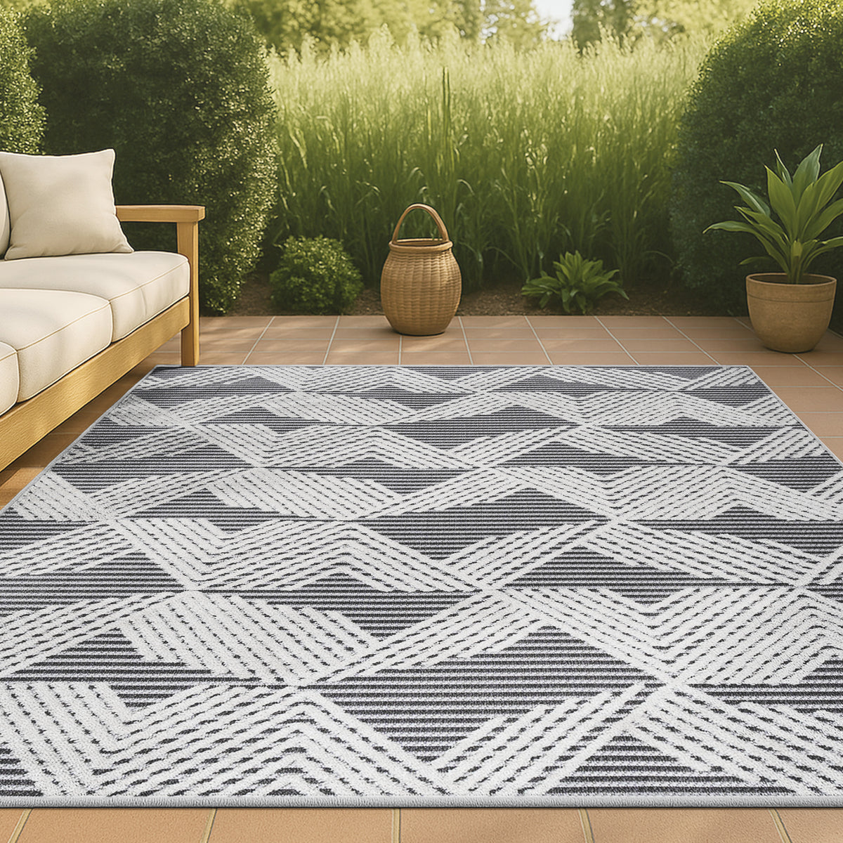 Tavira Jazz High-Low Pile Art Indoor/Outdoor Area Rug
