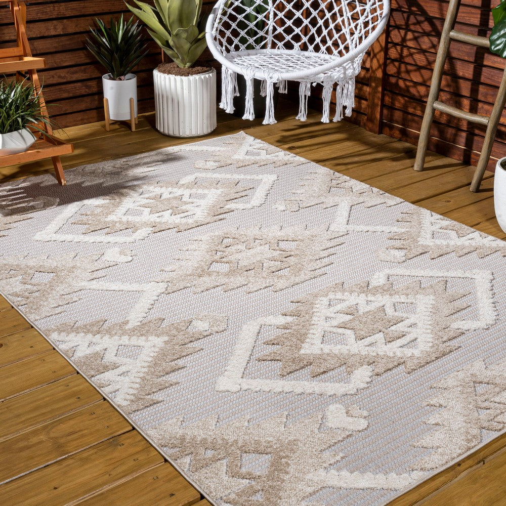 Sabugal Sumak High-Low Pile Neutral Indoor/Outdoor Area Rug