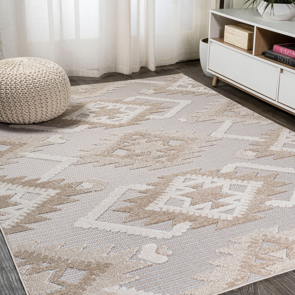 Sabugal Sumak High-Low Pile Neutral Indoor/Outdoor Area Rug