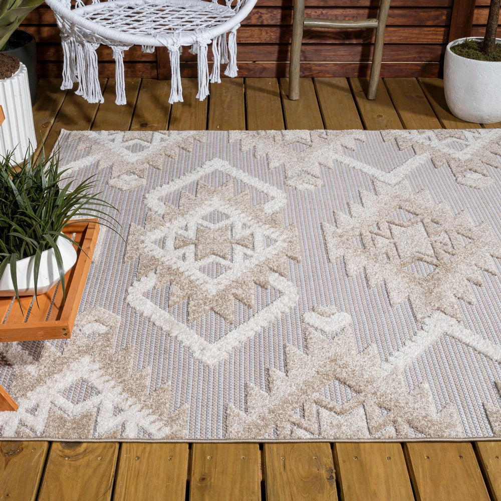 Sabugal Sumak High-Low Pile Neutral Indoor/Outdoor Area Rug