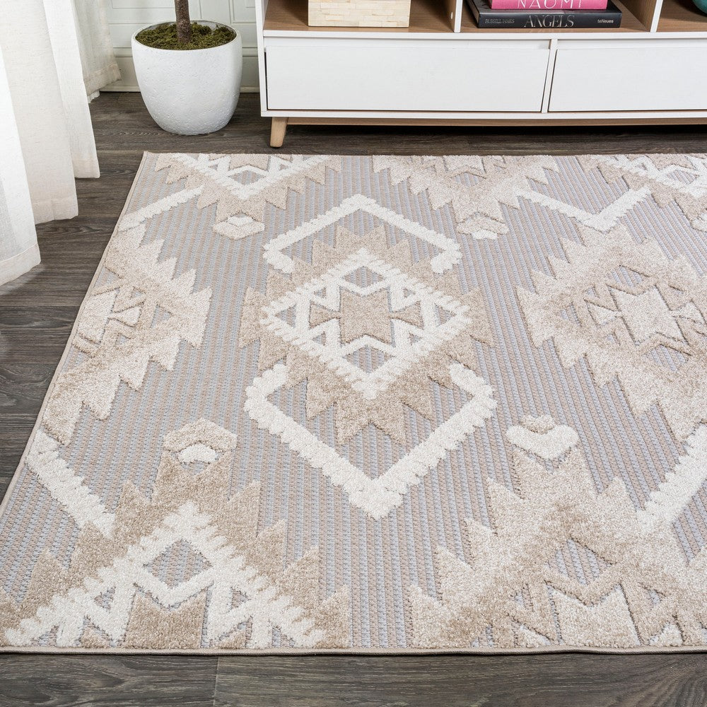 Sabugal Sumak High-Low Pile Neutral Indoor/Outdoor Area Rug