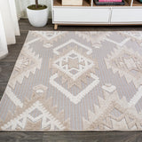 Sabugal Sumak High-Low Pile Neutral Indoor/Outdoor Area Rug
