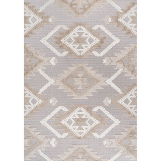 Sabugal Sumak High-Low Pile Neutral Indoor/Outdoor Area Rug