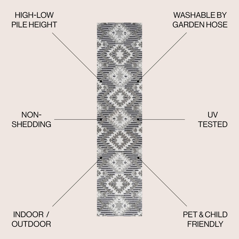 Sabugal Sumak High-Low Pile Neutral Indoor/Outdoor Area Rug