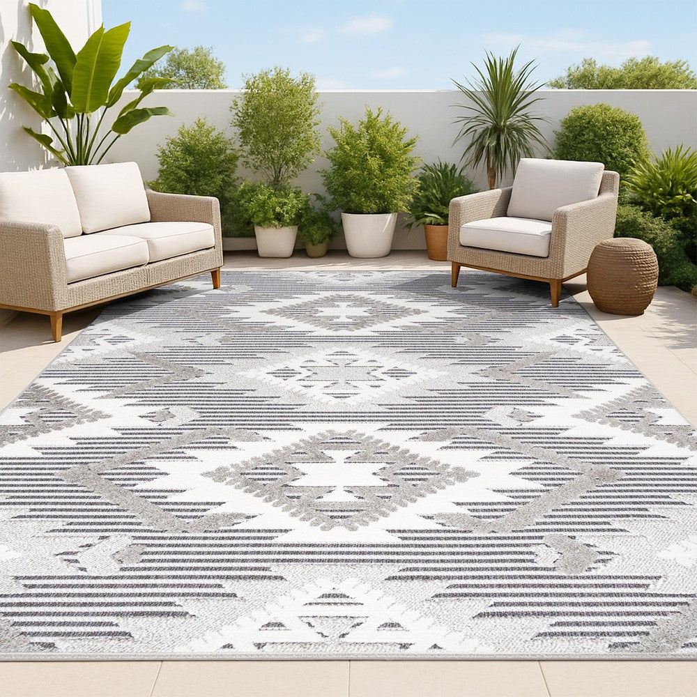 Sabugal Sumak High-Low Pile Neutral Indoor/Outdoor Area Rug
