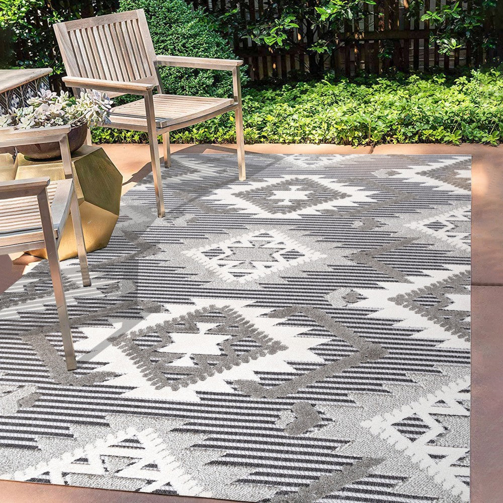 Sabugal Sumak High-Low Pile Neutral Indoor/Outdoor Area Rug