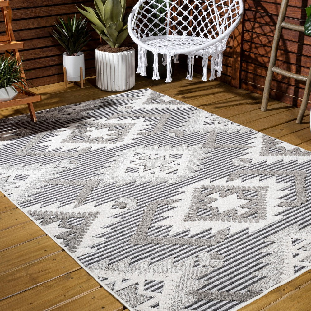 Sabugal Sumak High-Low Pile Neutral Indoor/Outdoor Area Rug
